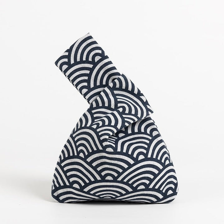 sac à main japonais coton et motif vague bleu