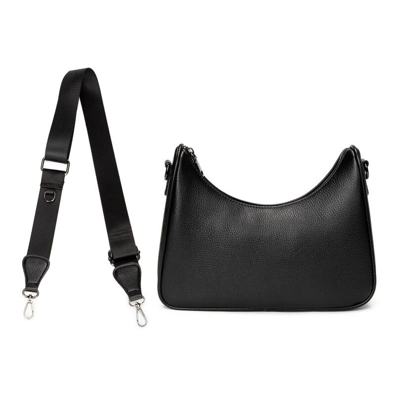 Leather shoulder bag with coin purse