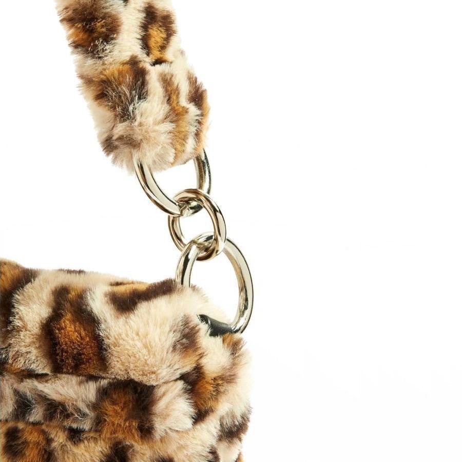 sac bandoulière léopard fourrure chaine dorée