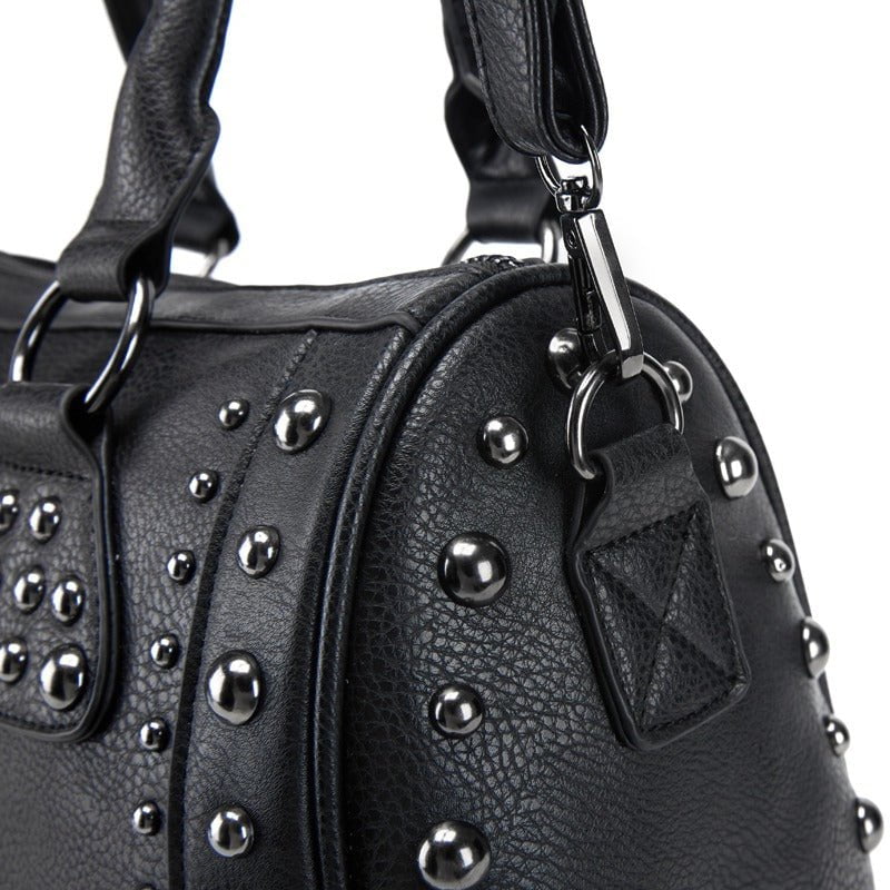 Studded Black Leather Handbag 