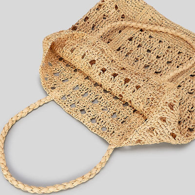 sac paille motif crochet