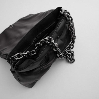 sac matelassé noir bandoulière chaine