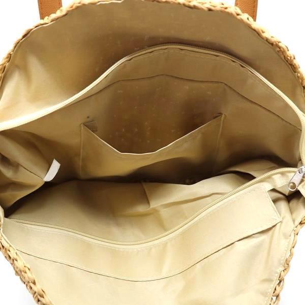 sac porté épaule rond paille avec fermeture